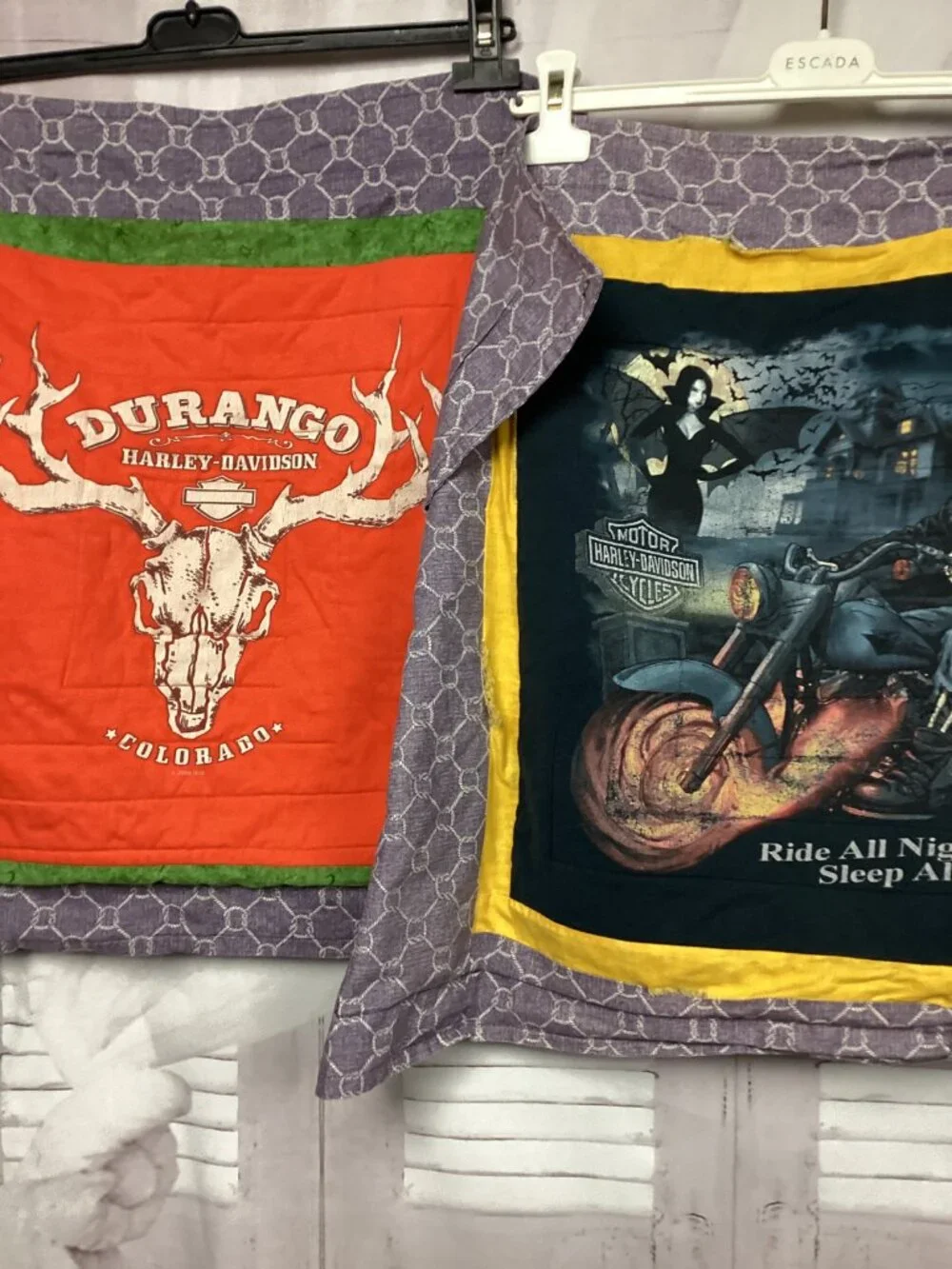 Harley Davidson Tee Shirt Quilt & 4 Pillow Cases 60+ t-shirts Double Sided